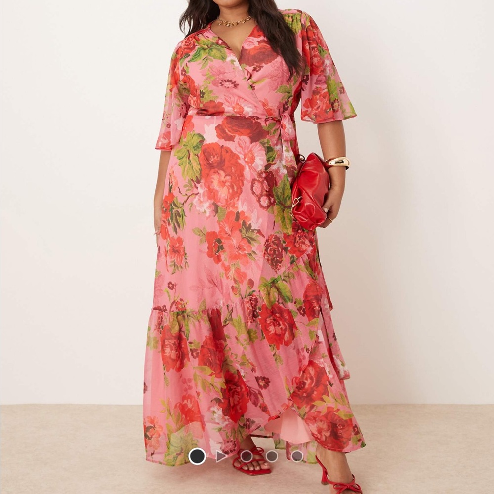 Floral Wrap Midi Dress